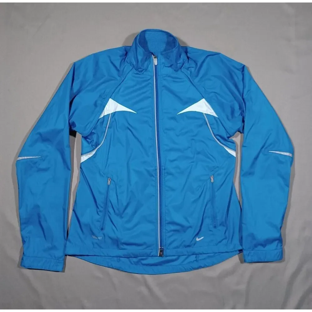 NIKE Jacket Womens M Blue Vented Mesh Lined Full Zip‎ Running